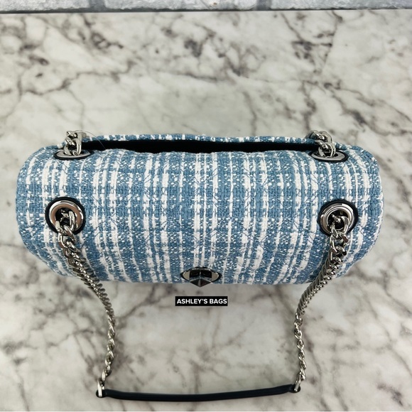 Kate Spade Natalia Denim Tweed Medium Flap Chain Shoulder Bag Crossbody - Picture 5 of 9